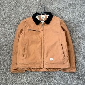 Eddie Bauer Workwear Men Berber Lined Duck Contractor Coat Mechanic Jacket L